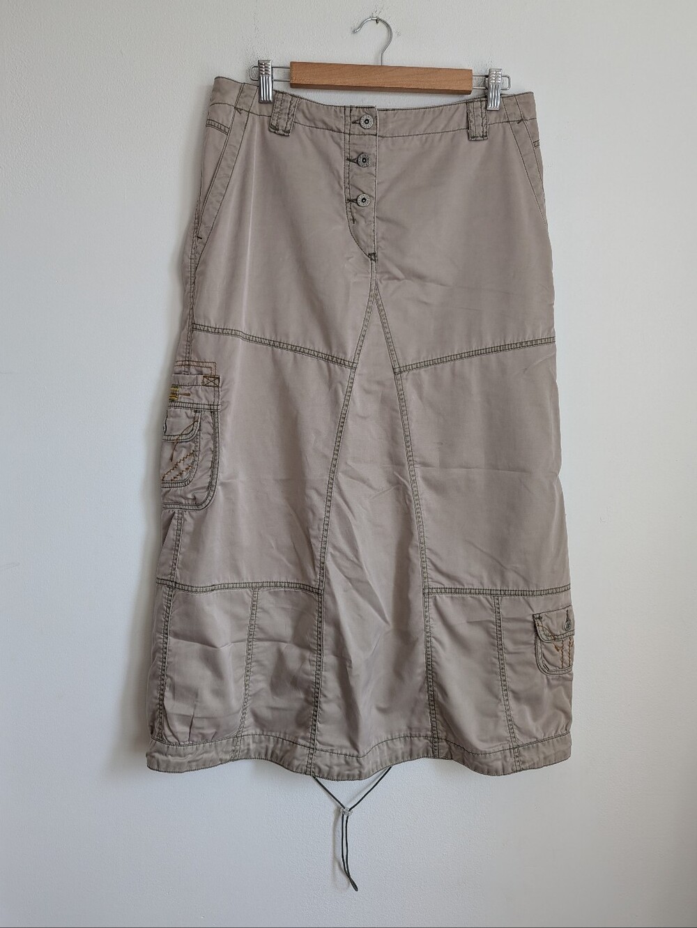 90s Oilily Satin Effect Maxi Cargo Skirt With Drawstring Hem Bratz Grunge